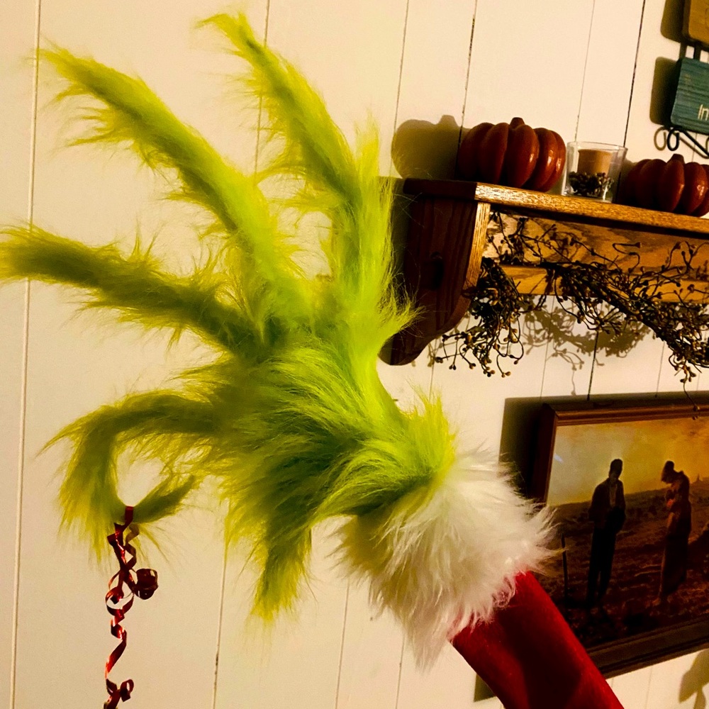 Neon green fur Grinch hand classic Christmas🎄